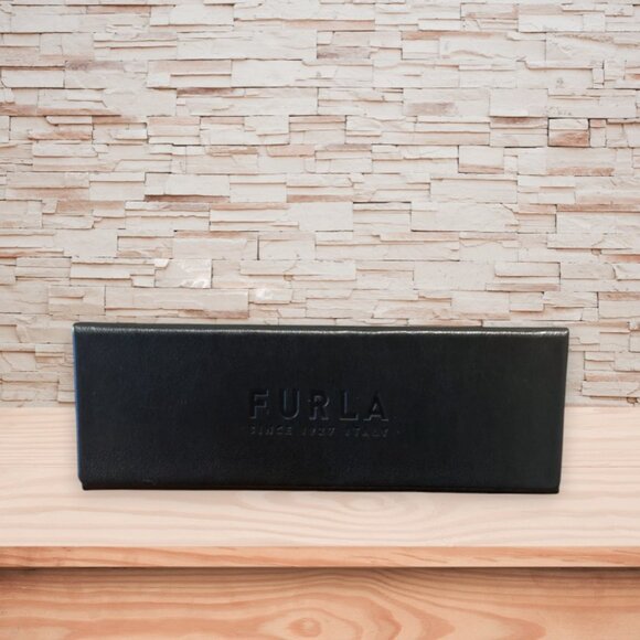 FURLA Eyewear Hard Case Black, Triangle, Velveteen Interior with Lens Cloth NWOT